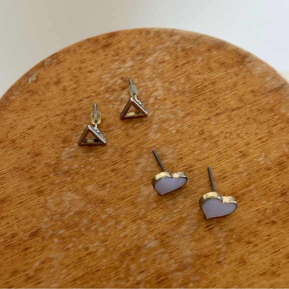 Heart and Triangle Stud Earring Set - Picture 10 of 12